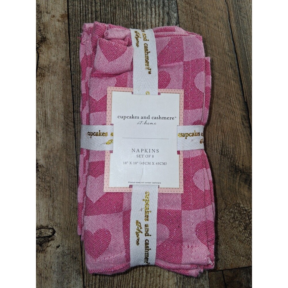 NEW! Cupcakes and Cashmere Pink Hearts Set of 8 Napkins